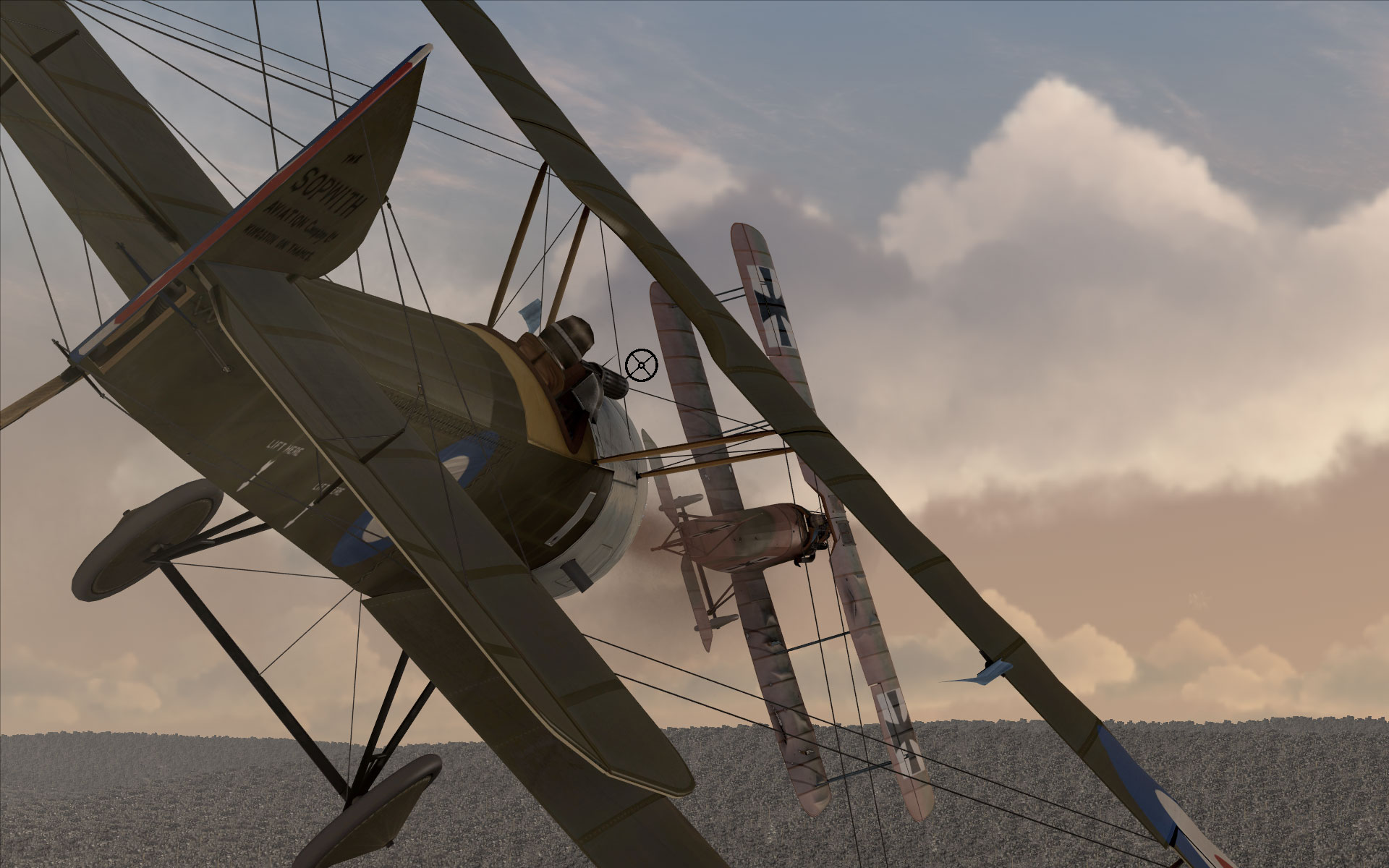 A Sopwith Pup closes in for the kill